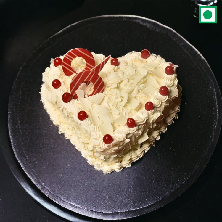 Cherrilicious Heart Shaped White Forest Cake