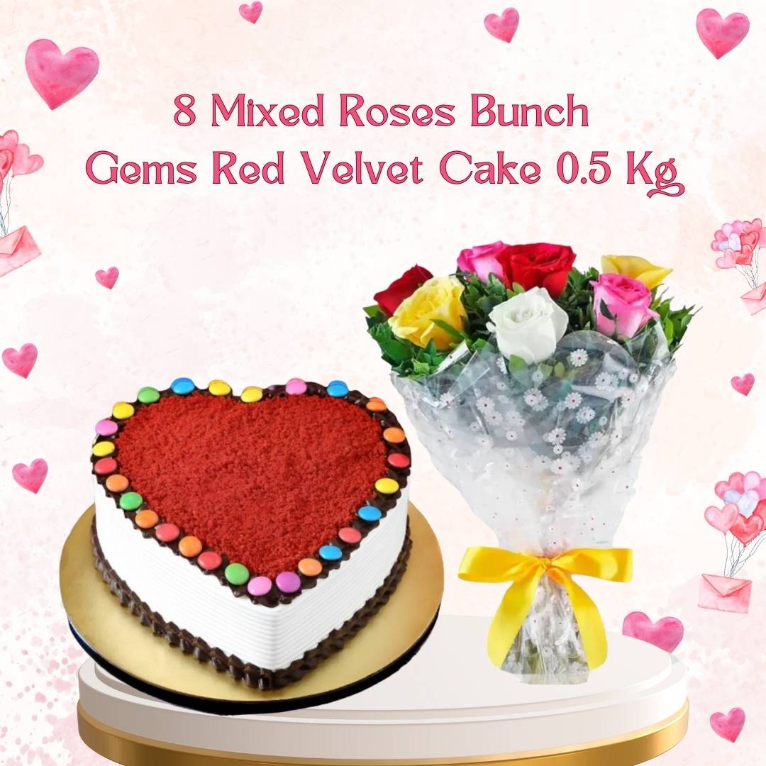 Gems Red Velvet Floral Extravaganza Combo