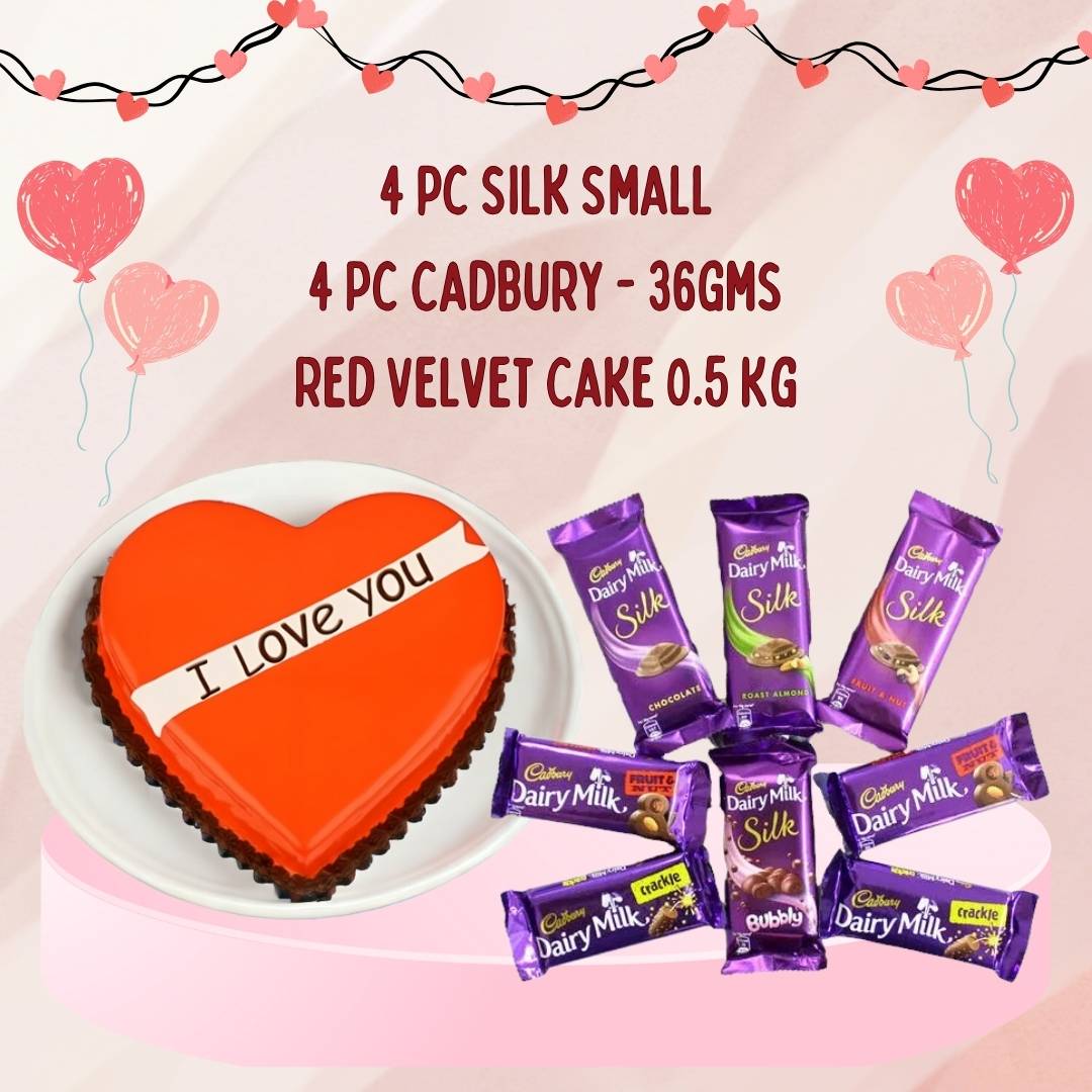 Heart Shape Silk and Dairy Milk Delight Combo