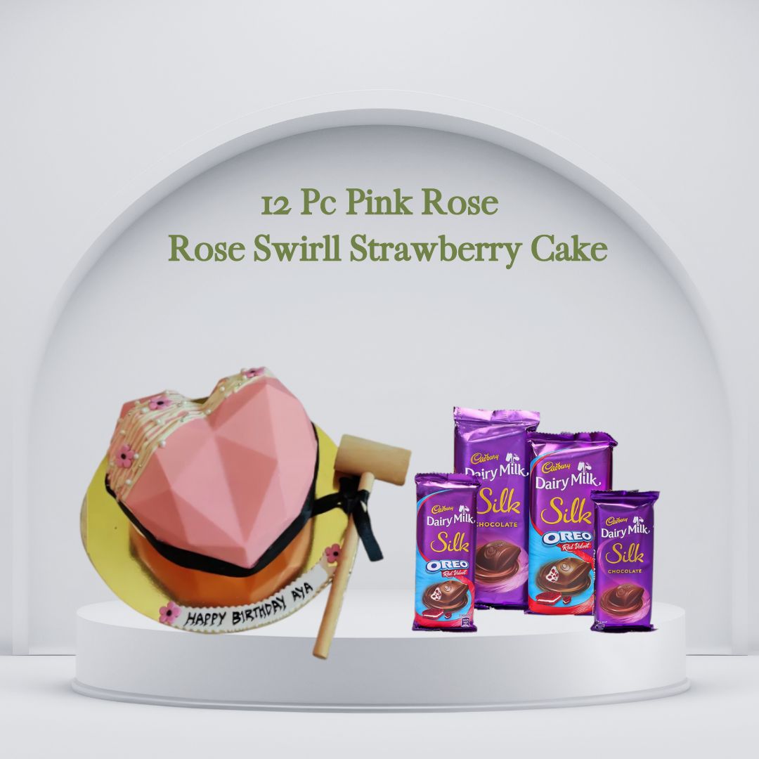 Pink Heart Pinata Silk Chocolate Day Combo