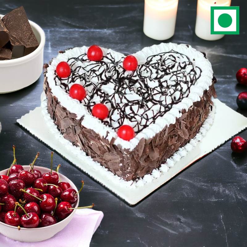 Classic Heart Shaped Blackforest Cake