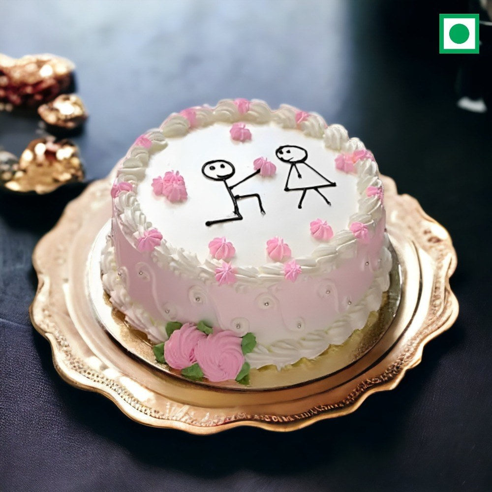 Couple Propose Vanilla Cake