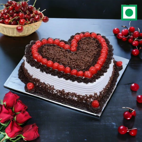 Divine Heart Shaped Blackforest Cake