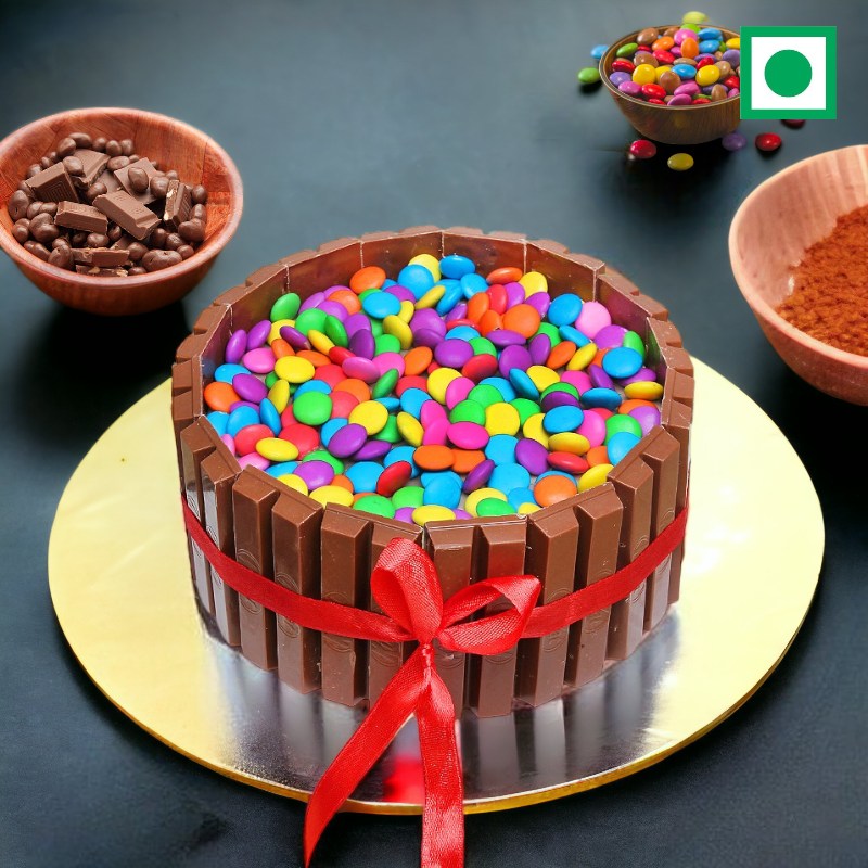 Gems Overload Kitkat Cake