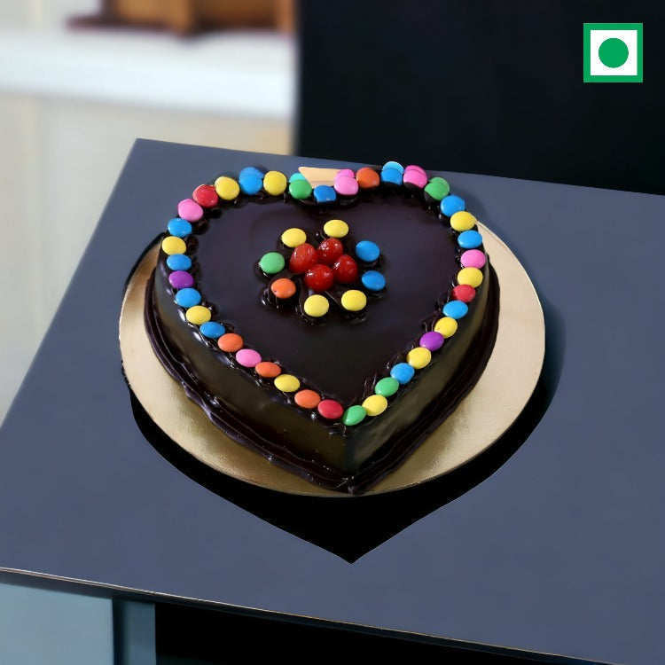 Heart Shaped Gems Chocolate Truffle Cake