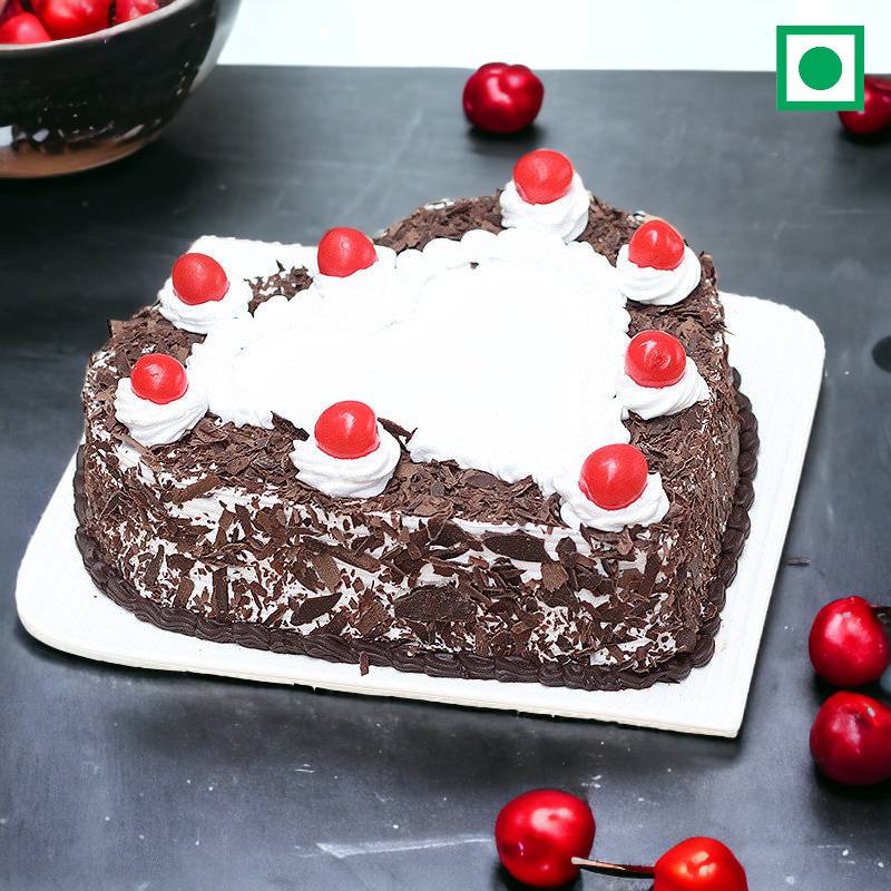 Heart Shaped Classic Blackforest Cake.