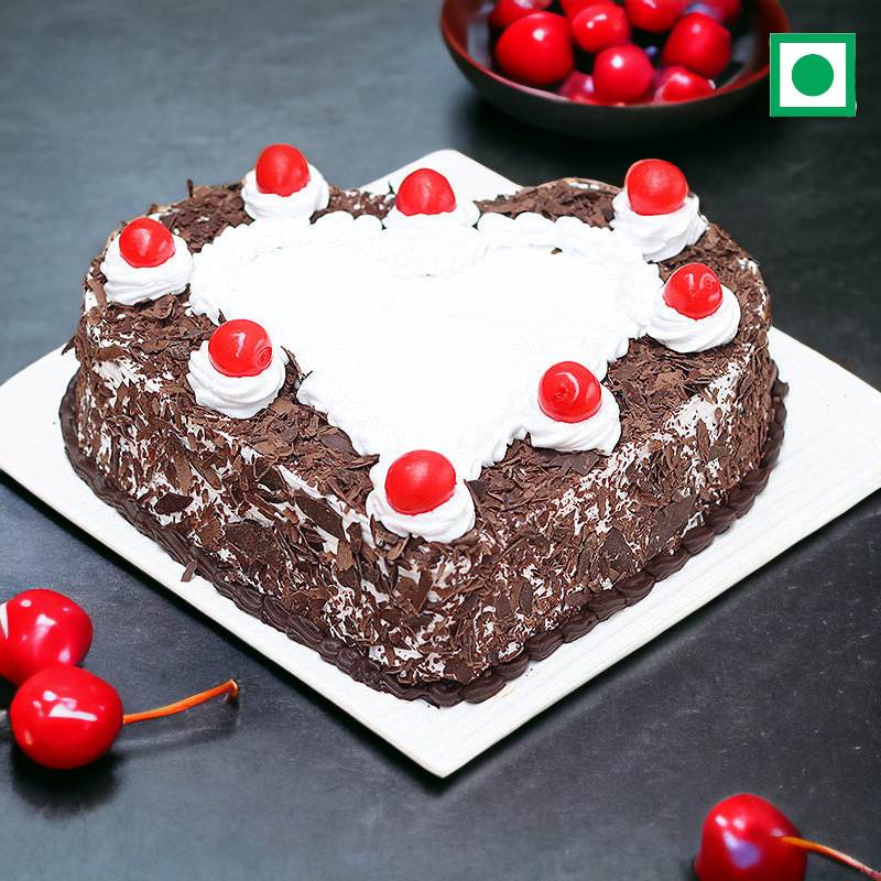 Heart Shaped Classic Blackforest Cake.