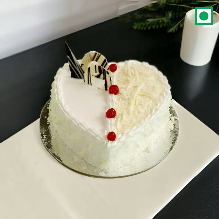 Heart Shaped White Forest Cake