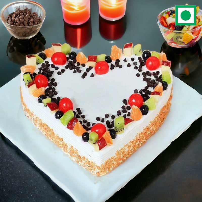 Nutty Mixed Fruits Heart-Shaped Cake