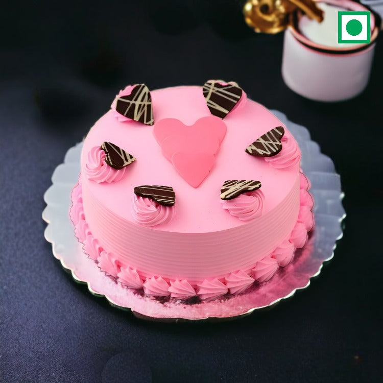 Pink Hearts Strawberry Cake