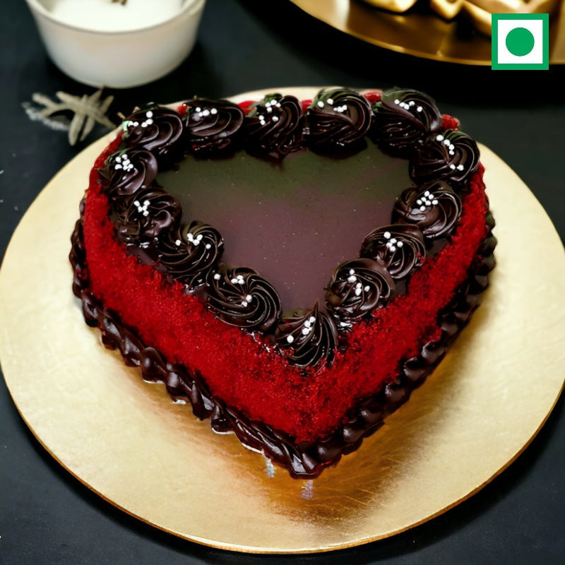 Heart Shaped Red Velvet Twist Chocolate Truffle Cake