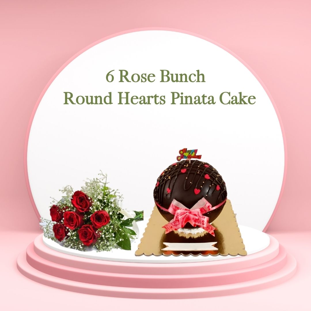 Round Hearts Pinata Rose Day Combo