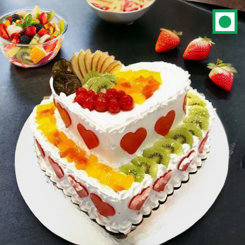 Two-Tier Heart-Shaped Fruit Cake